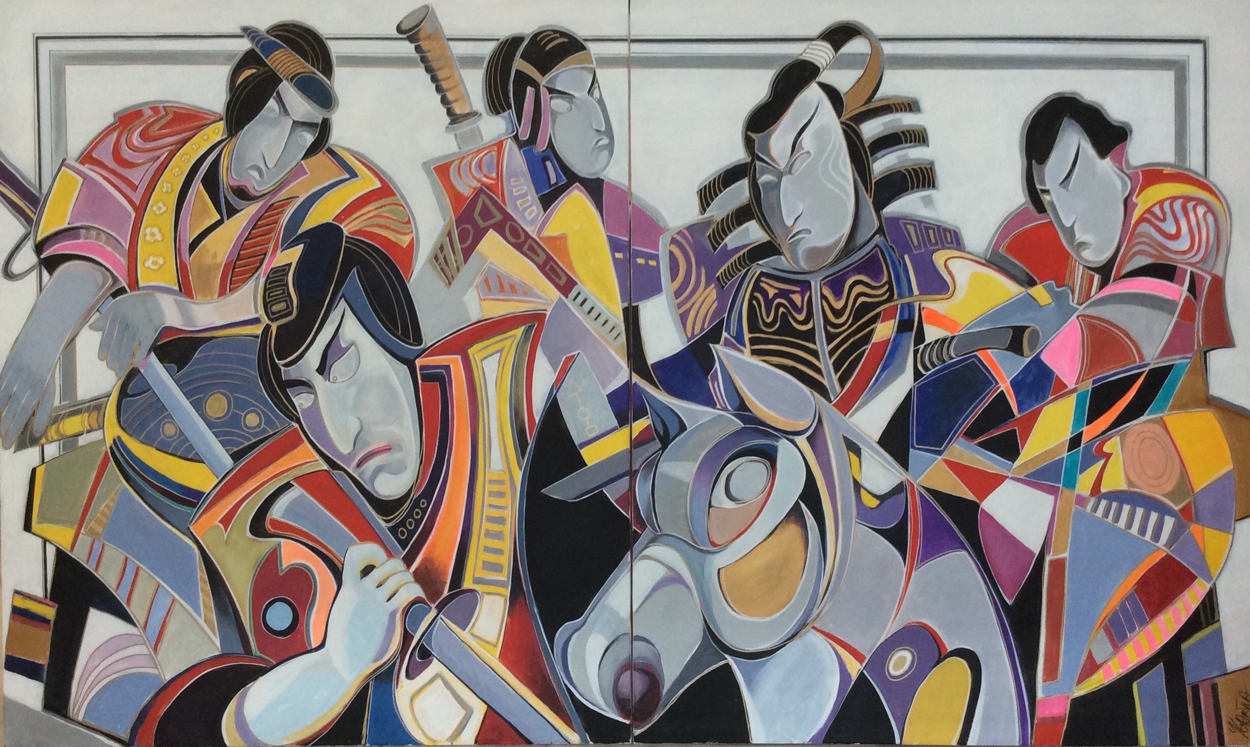 SAMURAI WARRIORS - 243 x 152 cm DIPTYCH (121 x 152 cm) by Paul Ygartua